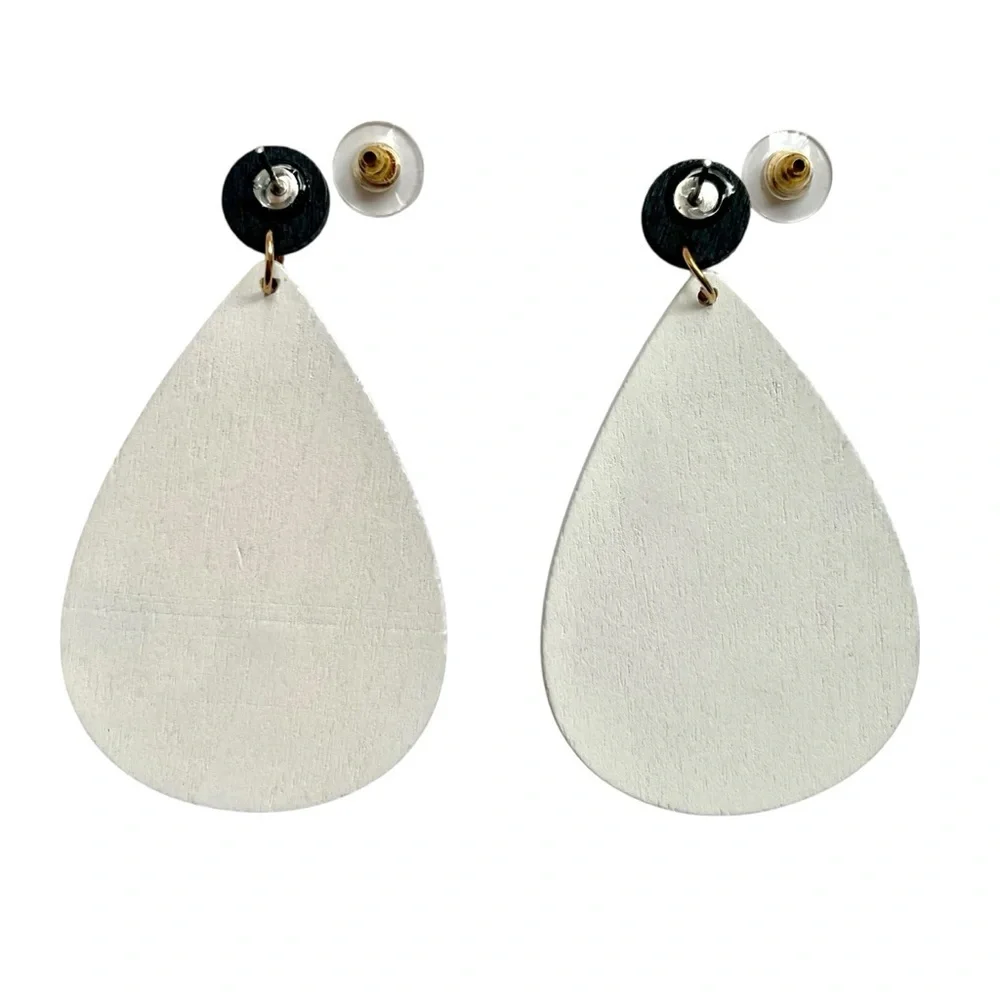 Boho Chic Leopard Print Waterdrop Earrings Retro Glam 80s Hippie Style - Picture 4 of 9
